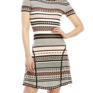 CeCe geometric A-line sweater dress